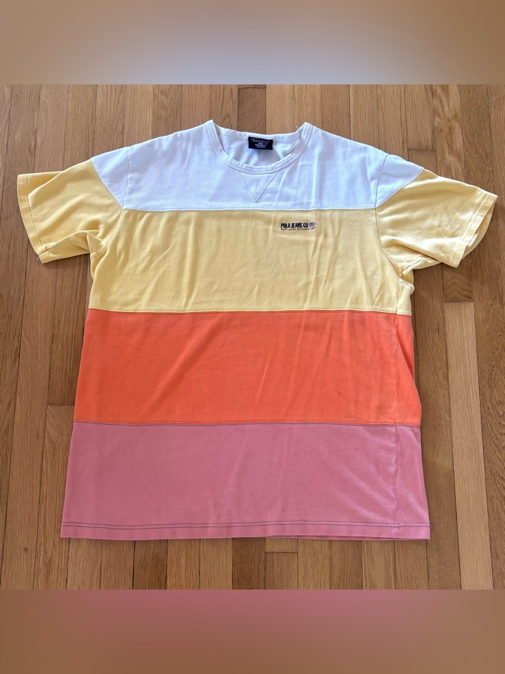Vintage Polo Jeans Co Ralph Lauren Tee XL Colorblock Embroidered Y2K Rare